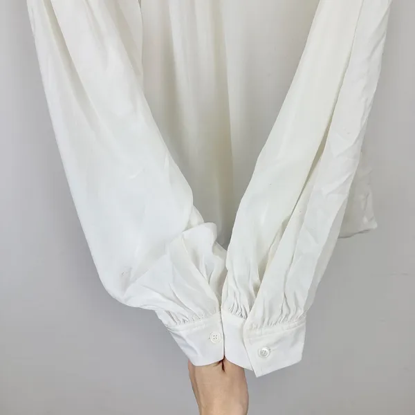 Madewell Shirred Long Sleeve Top Blouse Silk Lightweight Winter White Medium NWT - Image 13