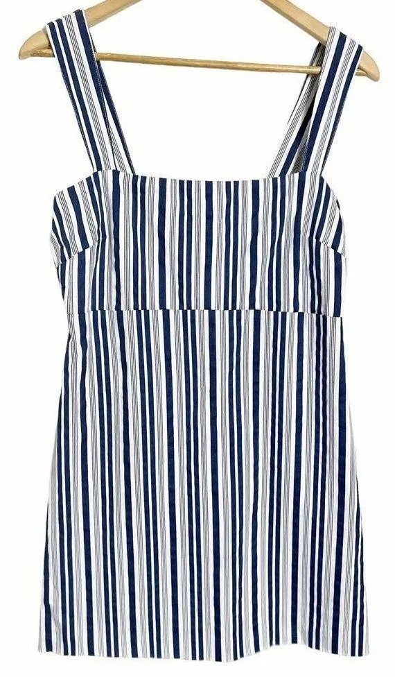 Show Me Your Mumu Blue White Striped Aria Sleeveless Square Neck Mini Dress M - Image 3