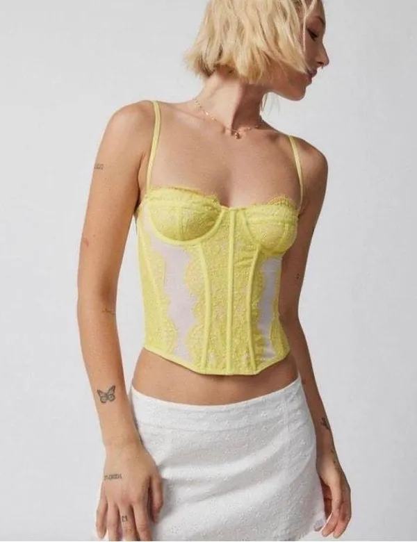 Urban outfitters Yellow corset top with adjustable straps #corsettop - Image 2