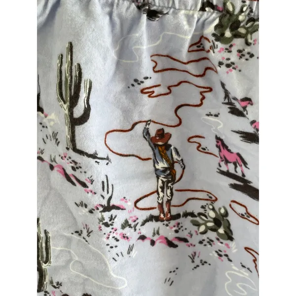 PJ Salvage Western Cowboy Horse Flannel Pajama Boxer Shorts Blue L - Image 5
