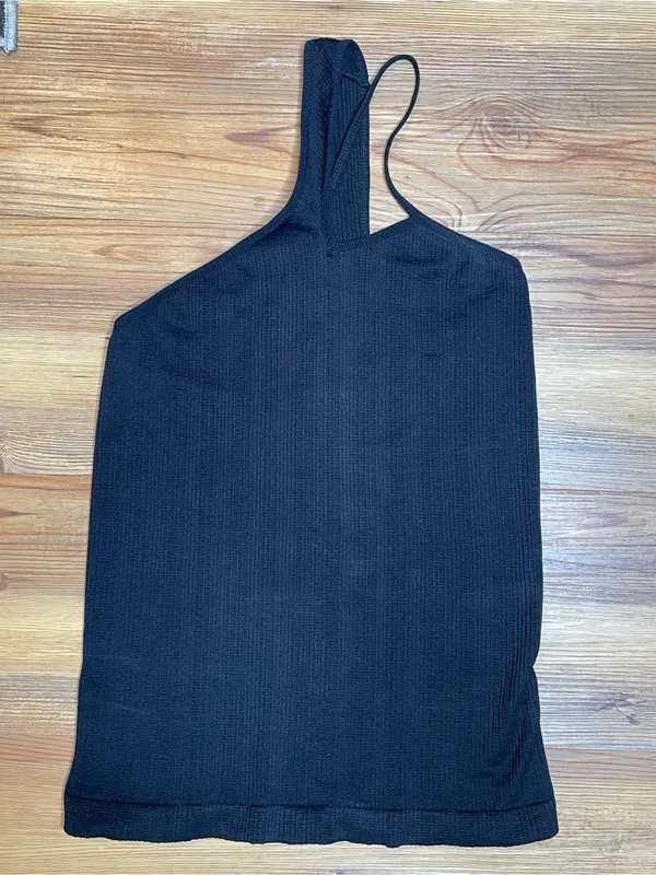 Free People Intimately Free Black One Shoulder Tank Top Cutout Medium Y2K Ribbed - Image 3