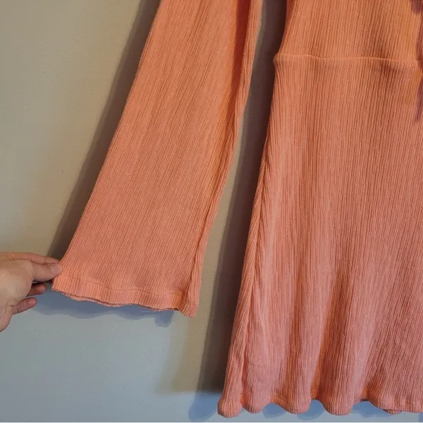 FREE PEOPLE - Brynne Boho Flared Long Bell Sleeve Open Back Mini Dress NWOT - Image 8