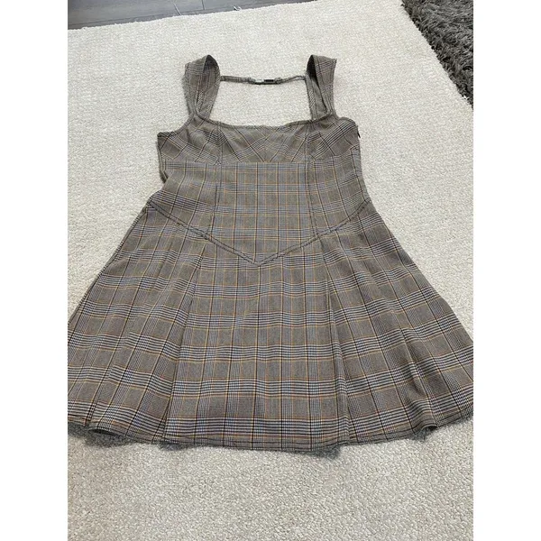 BDG Plaid Fit & Flare Mini Sleeveless Open Back Dress Size L - Image 3