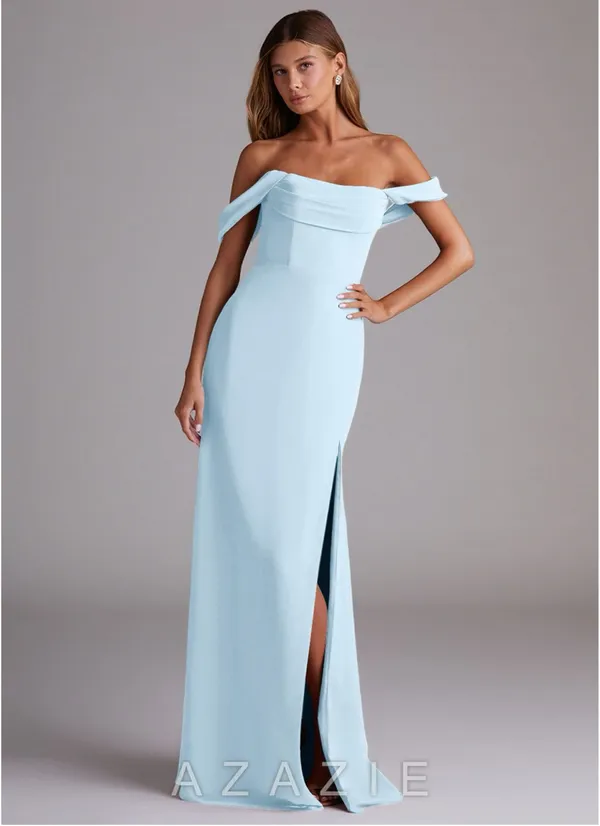 Azazie Sky Blue Chiffon Maxi Dress - Image 4