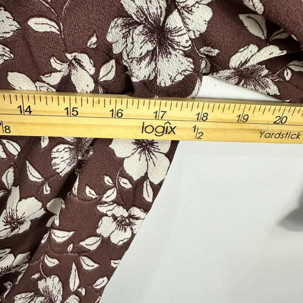 Monteau Blouse M Brown Floral Faux Wrap Cottagecore‎ Dark Romantic Feminine Top - Image 5