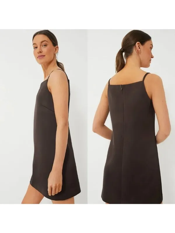 Tuckernuck Satin Lara mini shift dress in Chocolate Brown 6 New Womens - Image 9