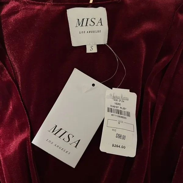 MISA Los Angeles Felt‎ Runched Mini Dress Red Size Small Small Party Preppy - Image 7
