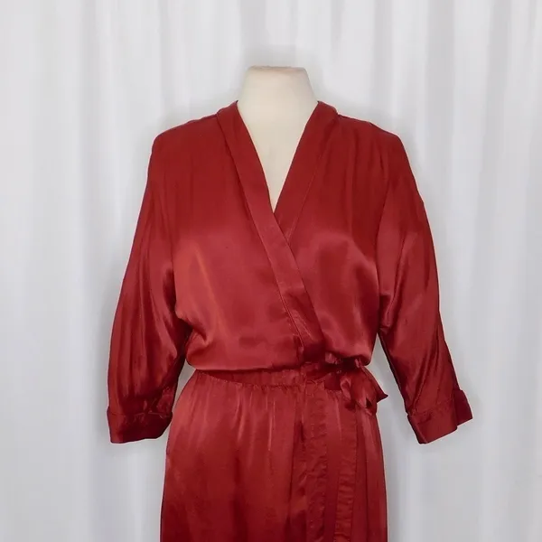 SCOTCH & SODA Maison Scotch Red Satin Wrap Dress Solid Party Cocktails Medium - Image 3