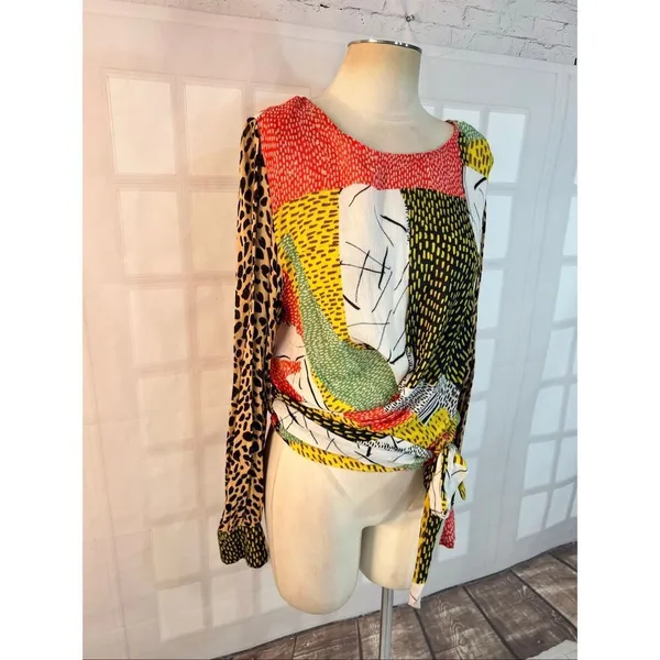 Blink London Anthropologie unique wrap long sleeve blouse size xl - Image 4
