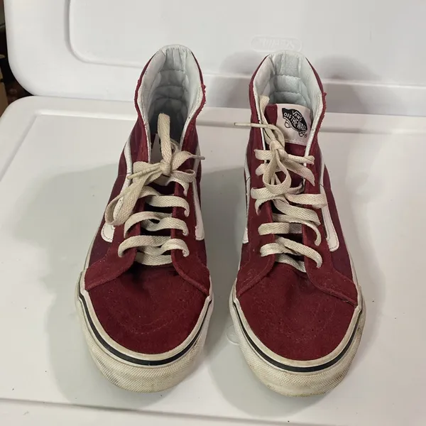 Vans Off the Wall Burgundy High Top Suede Skate Sneakers women’s size 8 - Image 3