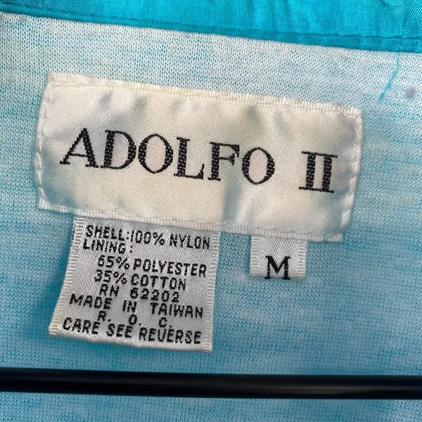 Vintage 80s Adolfo Windbreaker Colorblock Blue Pink White Full Zip Jacket Medium - Image 4