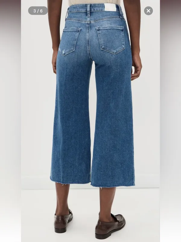Paige Anessa Wide Leg Cropped Jeans in Rock Show Distressed - Image 2