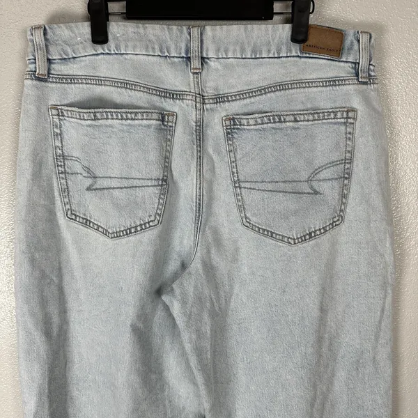 American Eagle Curvy Stovepipe Jeans Size 14 Blue Light‎ Wash Wide Leg Baggy 90s - Image 4
