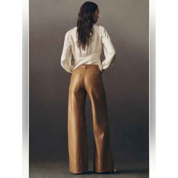 Anthropologie Pilcro The Rylan Faux-Leather Relaxed High-Rise Flare Pants - Image 2