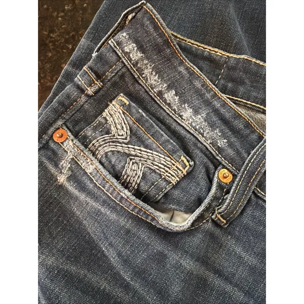 Big Star Nina Jeans Sz 30L Long‎ Dark Denim Distressing Straight Leg Western - Image 3