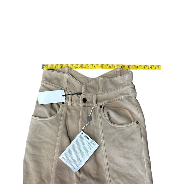 NWT Retrofête Washed Terry Pant in Beige Khaki Cotton High Rise Small NO BELT - Image 9