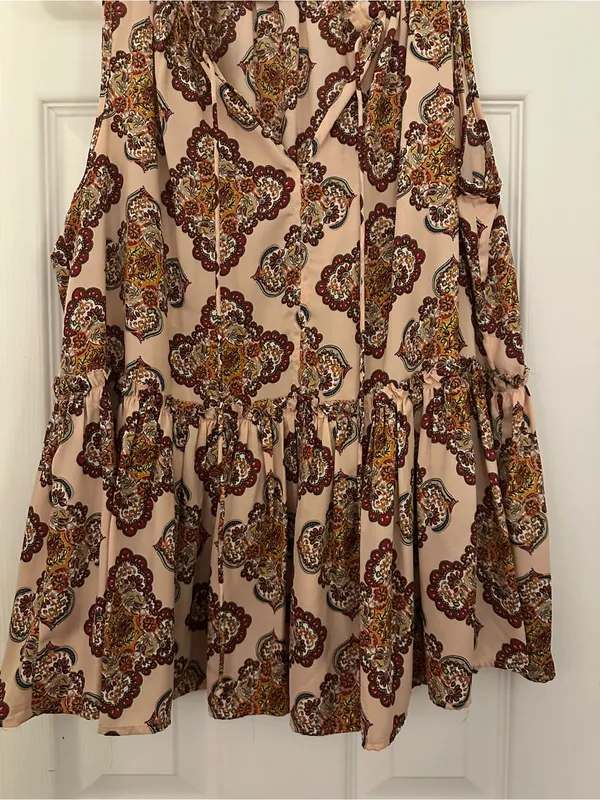 LOFT Cream Pink Paisley Ruffled Sleeveless Peplum Top - Image 4