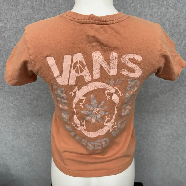 Vans Short Sleeve T Shirt Womans Size XS Orange Feeling Blessed No Stress - Image 4