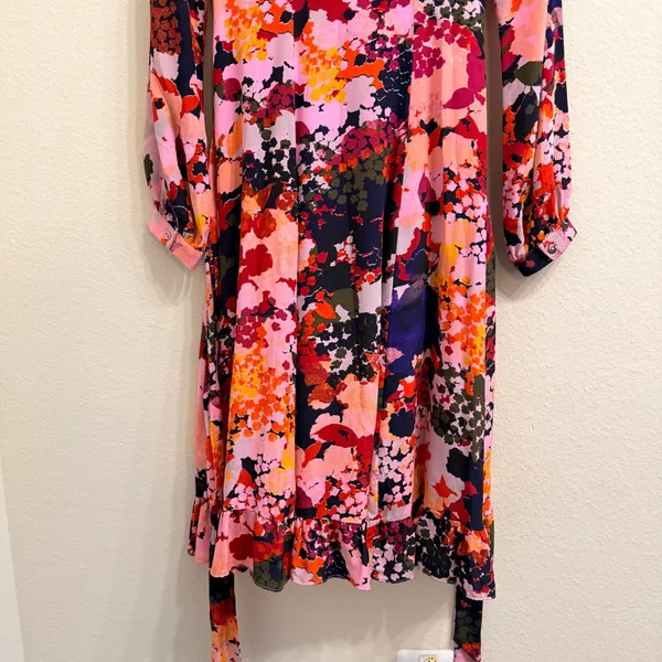 Anthropologie Maeve Printed Silk Wrap‎ Dress Floral Multicolor Women's 4 Spring - Image 14