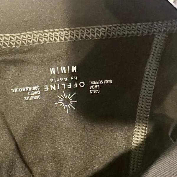 NWT Offline by Aerie Black with Gray Stitching Goals Padded Sports Bra - Size: M - Image 2