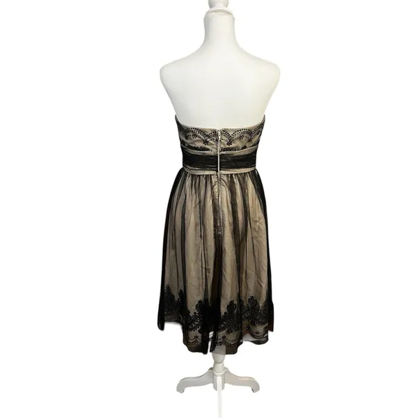 David’s Bridal Black Lace Strapless Tulle Caviar Beading Cocktail Dress Size 4 - Image 5