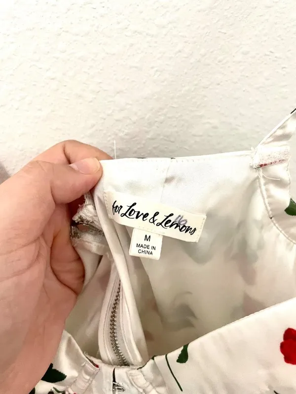 For Love and Lemons White & Red Roses Floral Love Song Mini Dress M Romantic - Image 3