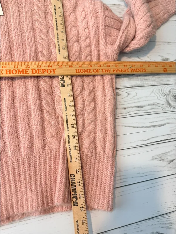 A New Day Pink Cable Knit Mock Neck Sweater Medium NWT Wool Blend - Image 12