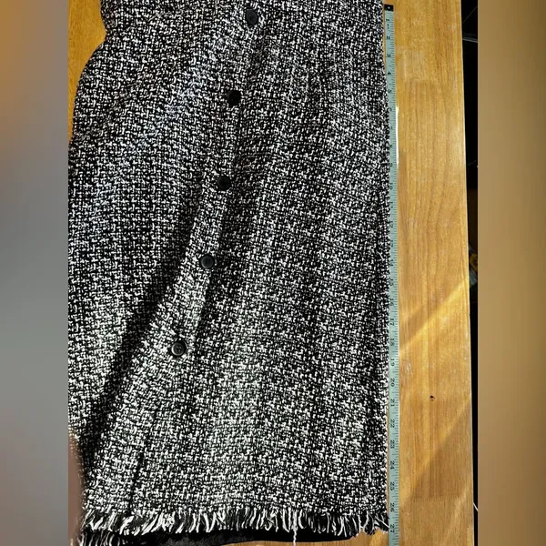1021. Bohme Women’s Jumper Dress Black Tweed Fringe Pinafore Size small - Image 6