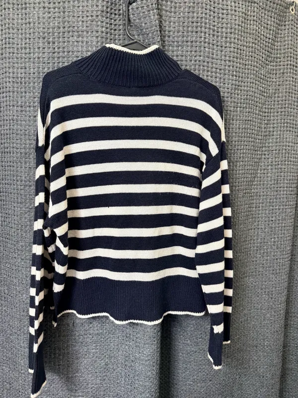 H&M Striped Sweater Mockneck - Image 3