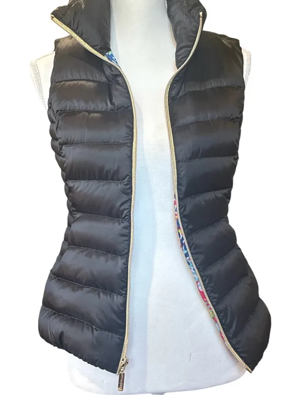 Lilly Pulitzer Black Quilted Down Puffer Vest - Image 3