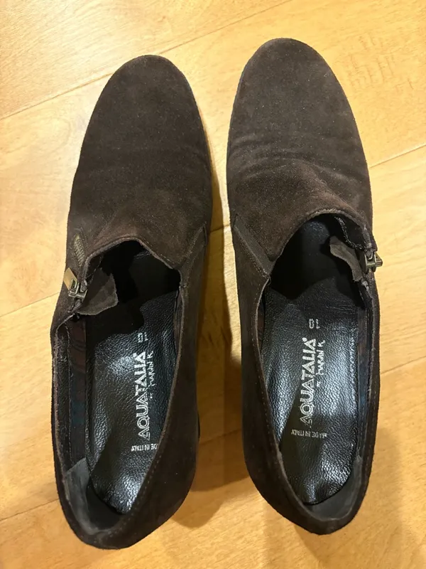 Aquatalia suede brown wedge shoes zipper sz 10 - Image 6