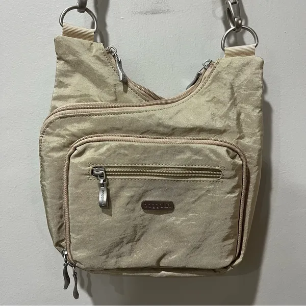 Baggallini Organizer‎ Bag Crossbody Messenger Multi Pockets Beige Designer EUC - Image 3