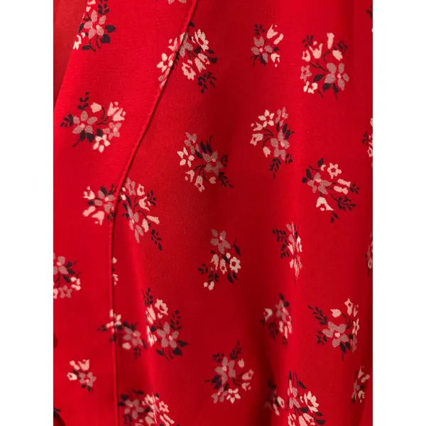 Madewell Floral Print‎ Peplum Top Blouse V-Neck Long Sleeve Red Small - Image 3