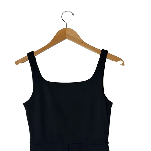 Aritzia Babaton Square Neck Biker Short Romper Women Medium Black Bodysuit - Image 5