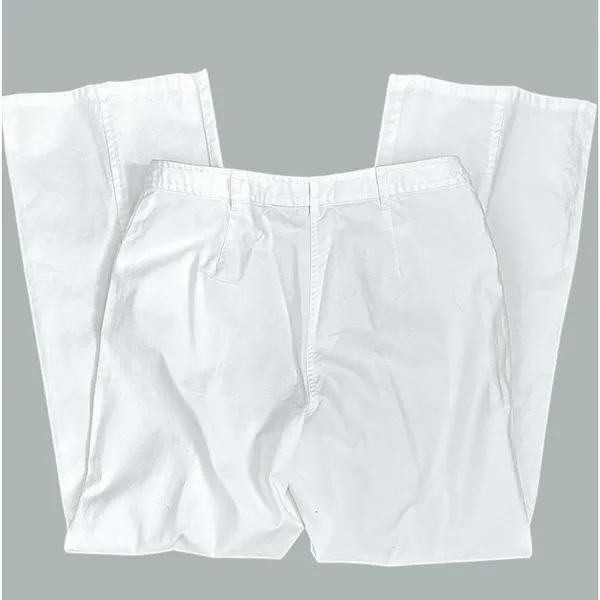 L.L. Bean Women's Mid-Rise‎ Wide-Leg Ankle White Utility Pants Casual Modern - Image 5