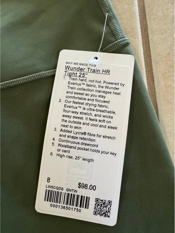 Lululemon Wunder Train High Rise 25” Green Twill Size 8 NWT - Image 4