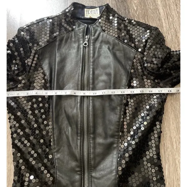 Vintage Firenze Santa Barbara Black Leather Jacket Sz Small MultiColor Moto - Image 6