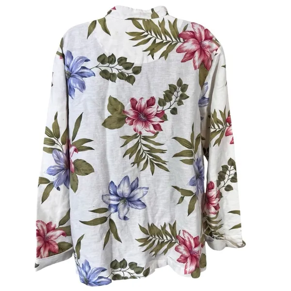 Coldwater Creek floral botanical print linen-blend button-down blazer jacket - Image 9