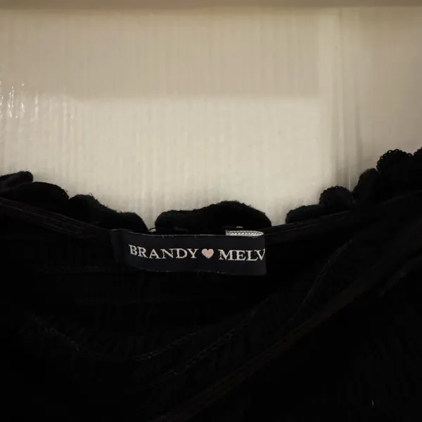 Brandy Melville black off-the-shoulder smocked crop top - Image 2