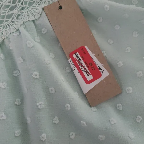 Polka Dots Lace Splicing Off Shoulders Top size Small new in Mint Green - Image 2