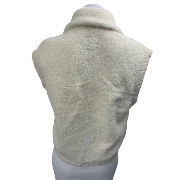 Abercrombie & Fitch White Faux Fur Sherpa Full Zip Sleeveless Vest Jacket XS - Image 2