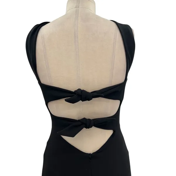 Nookie Long Gown Maxi Dress Bodycon‎ Halter Neck Cut Out Tie Black Size Small - Image 10