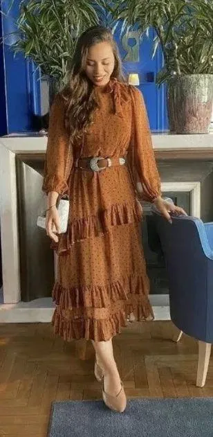ZARA Polka Dot Dress With Ruffles Size XS - Image 2