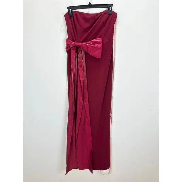 Lulus Marvelous Vision Red Strapless Bow Column Maxi Dress Formal Medium NWT - Image 6