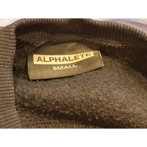 Alphalete Black Cropped Oversized Crew Neck Sweatshirt Logo Pullover‎ Size Small - Image 6