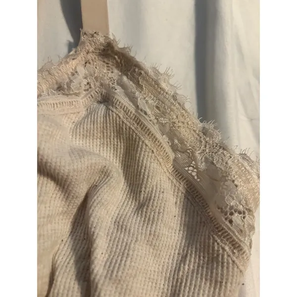 Aerie Bralette Ribbed Lace Cream Eyelash Trim XL Boho Romantic Loungewear - Image 5