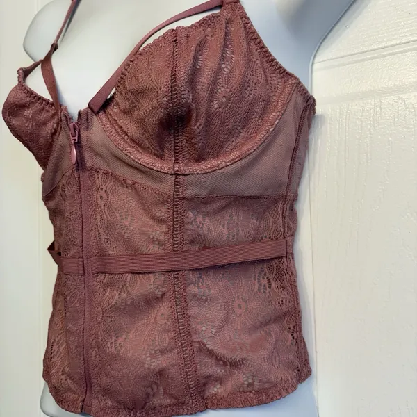 Victoria's Secret Very‎ Sexy Pink Lace Bustier Corset Bra 32C Waist Band - Image 2