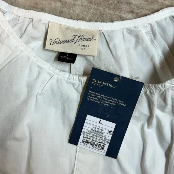 Universal Threads Women’s Large White Cotton Long Sleeve Blouse Top Office New - Image 6