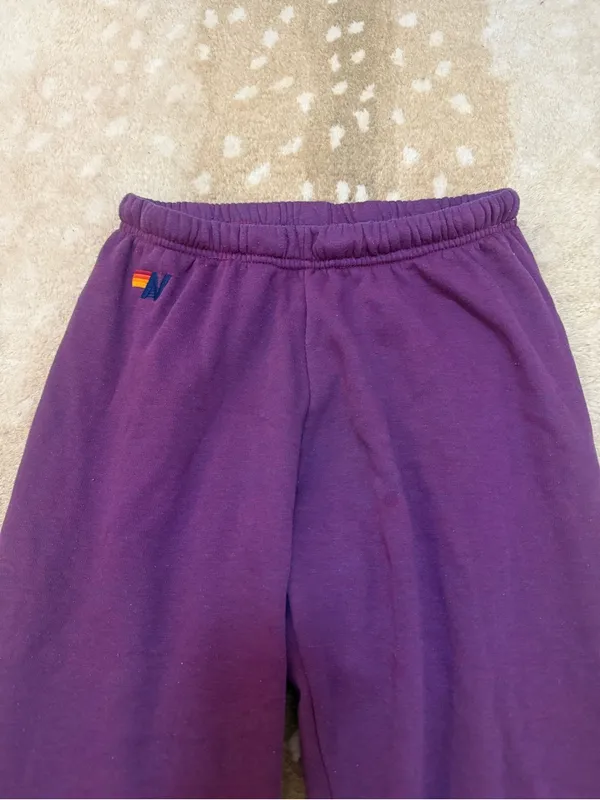 Women's Aviator Nation Lightening Bolt Fade Repeat sweatpants Plum Purple size S - Image 4