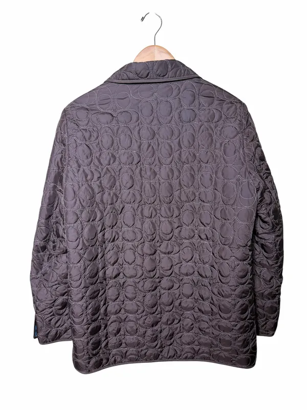 Coach Signature Quilted Jacket Brown Blue Lined Y2K Preppy Size Medium - Image 3